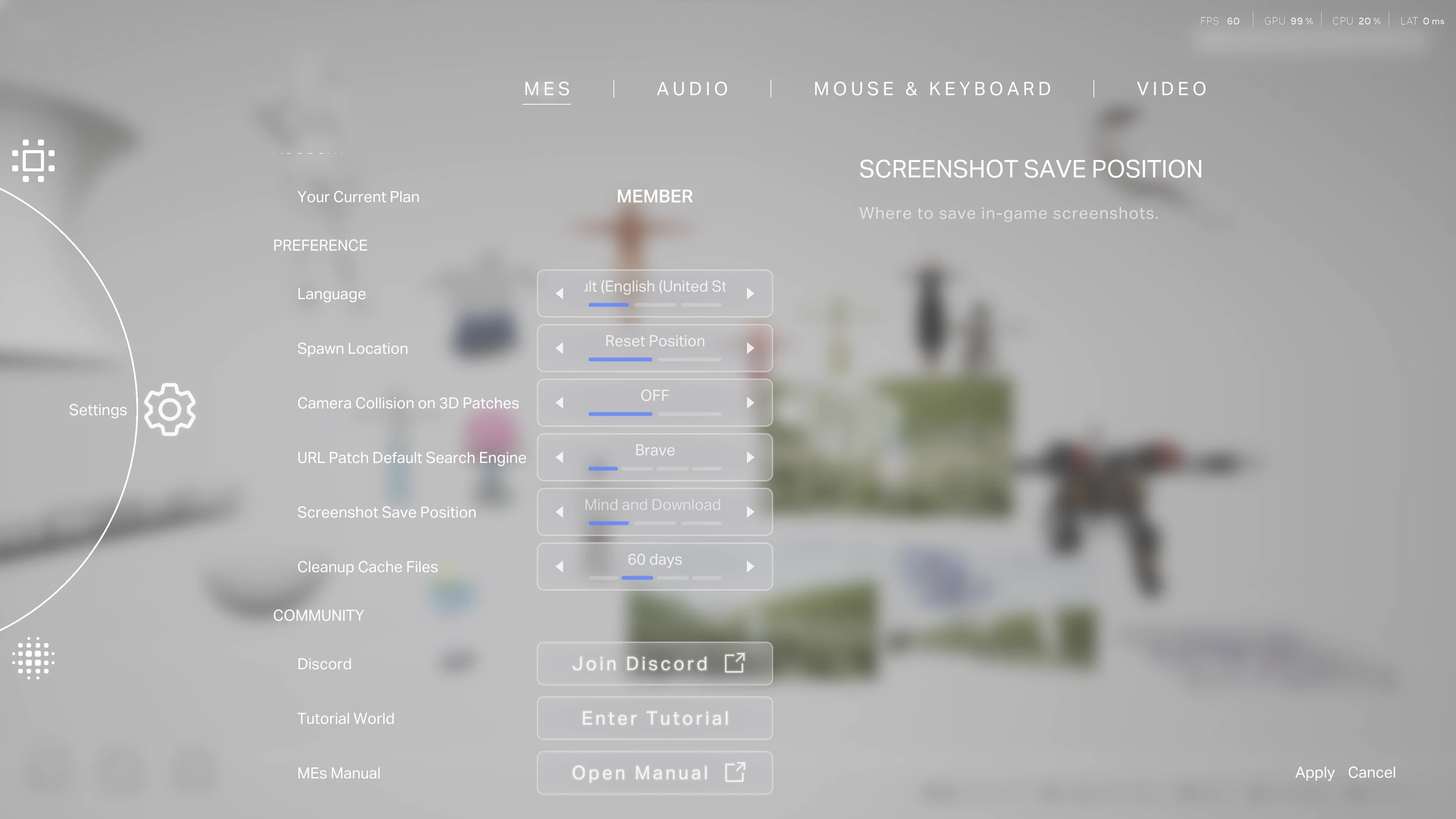 MEs Settings — SAVE TO FOLDER option
